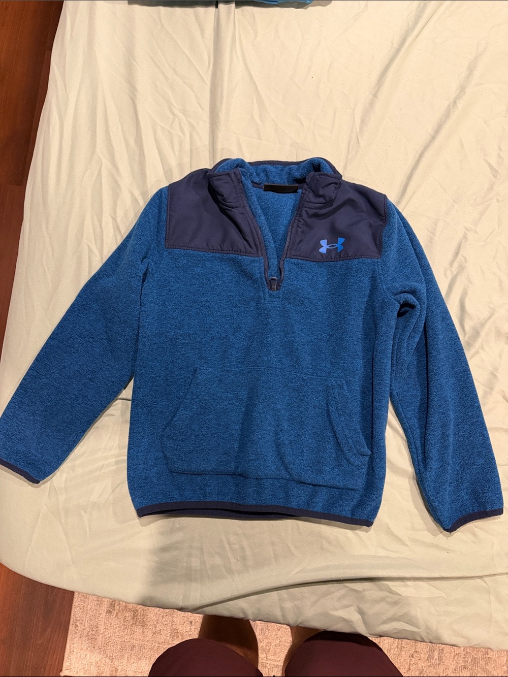 Under Armour Boys' Blue Half-Zip Pullover Fleece with Navy Yoke